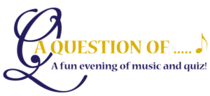 Logo for "A Question of...", a fun evening of music and quiz presented by Winslow Concert Band in conjunction with Motor Neurone Disease Association (MK branch) and the Winslow Anglo French Twinning Association