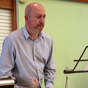Colin Poyntz, percussionist in Winslow Concert Band
