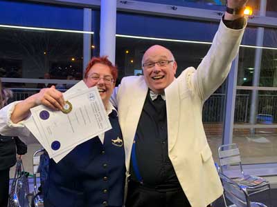 Musical Director of Winslow Concert Band Paul How with Assistant MD Jane Hubble after winning MK Music Festival