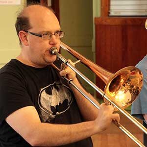 Image of Rob Richards, trombonist with the Winslow Concert Band