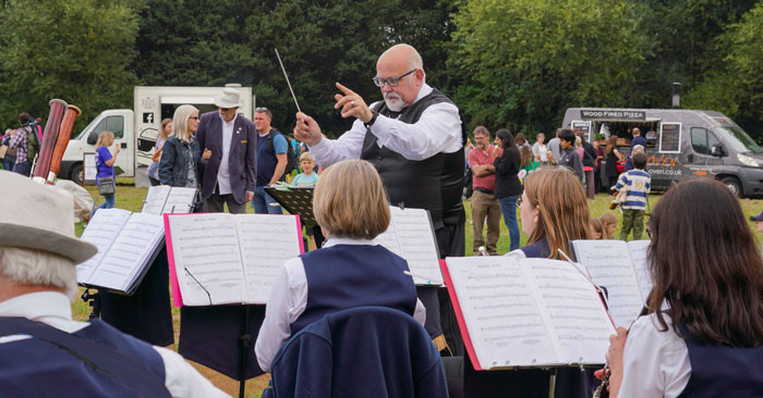 Winslow Concert Band playing at Celebrate Buckingham Day illustrating bookingn the band for an event
