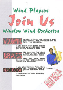 Recruitment poster for Winslow Concert Band 1994