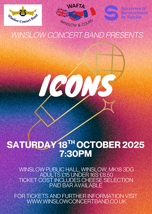 Poster advertising Winslow Concert Band's annual concert "Icons"