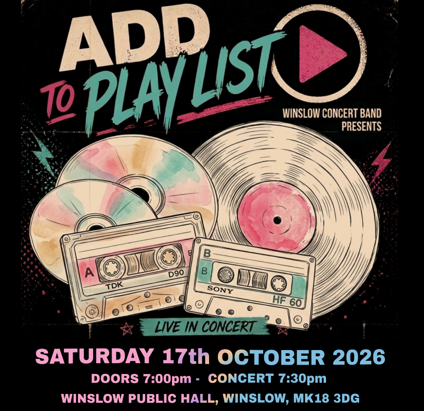 Poster advertising Add to Playlist concert by Winslow Concert Band on 17th October
